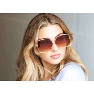 Large Oversized Pink Hexagon Frame Statement Sunglasses
